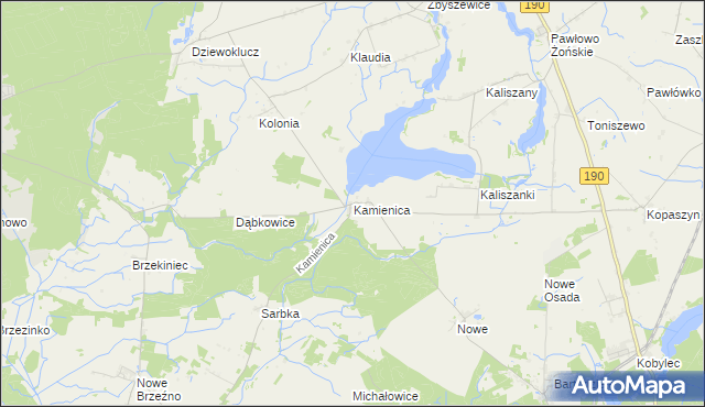 mapa Kamienica gmina Wągrowiec, Kamienica gmina Wągrowiec na mapie Targeo