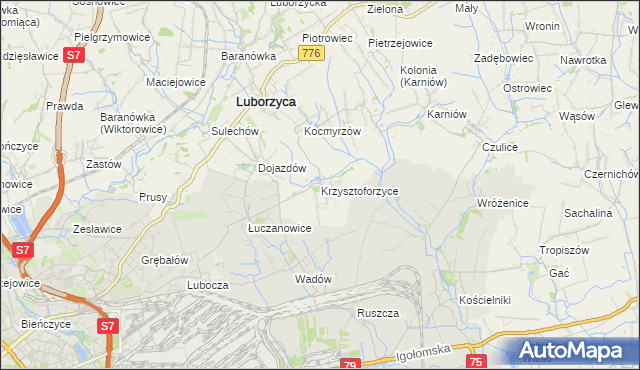 mapa Krzysztoforzyce, Krzysztoforzyce na mapie Targeo