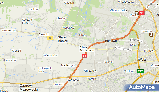 mapa Blizne Jasińskiego, Blizne Jasińskiego na mapie Targeo