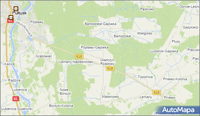 mapa Gładczyn Rządowy, Gładczyn Rządowy na mapie Targeo