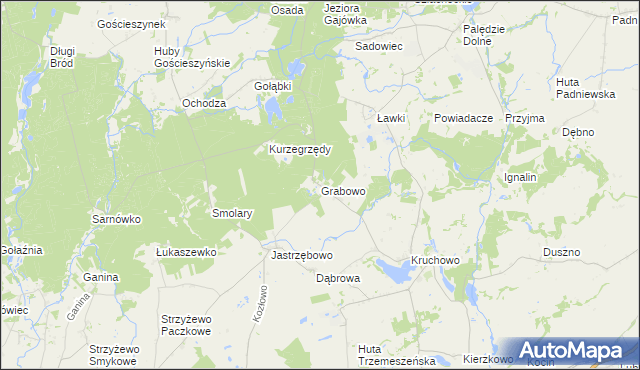 mapa Grabowo gmina Trzemeszno, Grabowo gmina Trzemeszno na mapie Targeo
