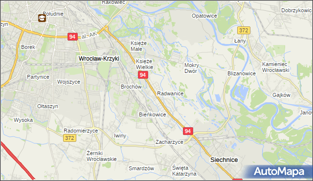 mapa Radwanice gmina Siechnice, Radwanice gmina Siechnice na mapie Targeo