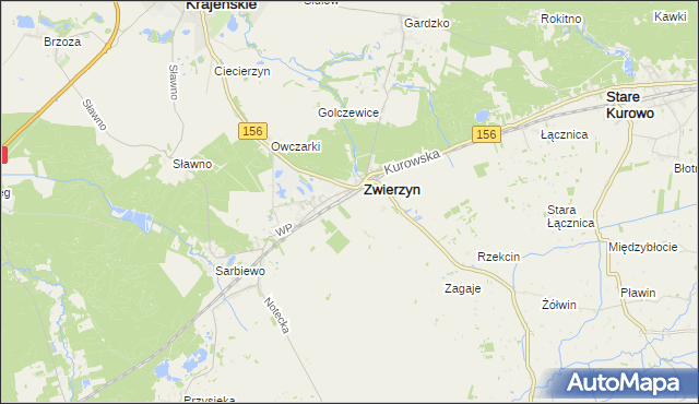 mapa Sierosławice gmina Zwierzyn, Sierosławice gmina Zwierzyn na mapie Targeo