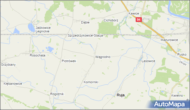 mapa Wągrodno gmina Ruja, Wągrodno gmina Ruja na mapie Targeo