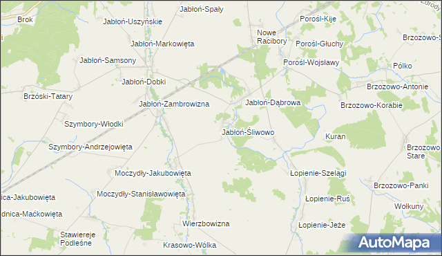 mapa Jabłoń-Śliwowo, Jabłoń-Śliwowo na mapie Targeo