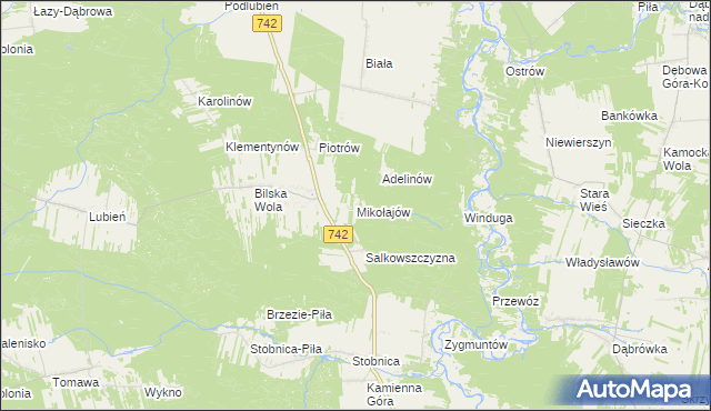 mapa Mikołajów gmina Sulejów, Mikołajów gmina Sulejów na mapie Targeo