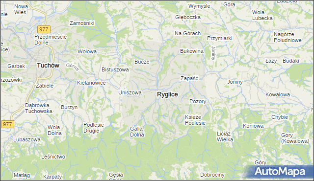 mapa Ryglice, Ryglice na mapie Targeo