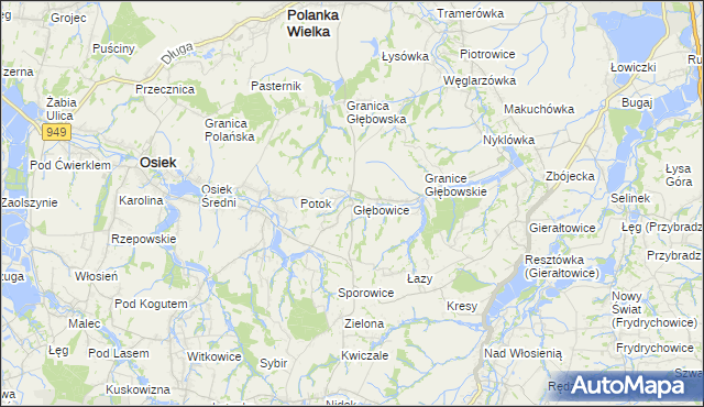 mapa Głębowice gmina Osiek, Głębowice gmina Osiek na mapie Targeo