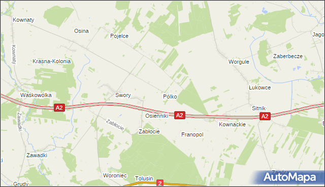 mapa Pólko gmina Biała Podlaska, Pólko gmina Biała Podlaska na mapie Targeo