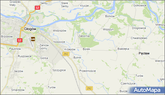 mapa Borek gmina Głogów, Borek gmina Głogów na mapie Targeo
