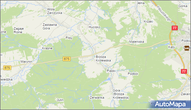 mapa Brzóza Królewska, Brzóza Królewska na mapie Targeo