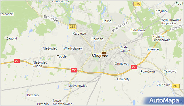 mapa Chojnic, Chojnice na mapie Targeo