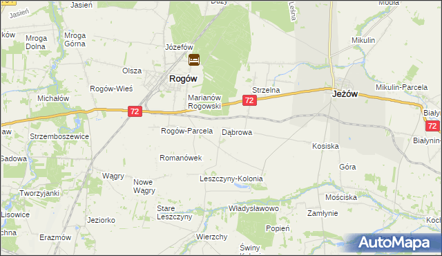 mapa Dąbrowa gmina Jeżów, Dąbrowa gmina Jeżów na mapie Targeo