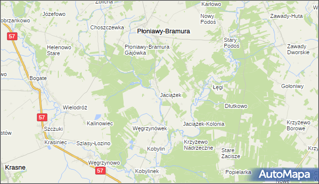 mapa Jaciążek, Jaciążek na mapie Targeo