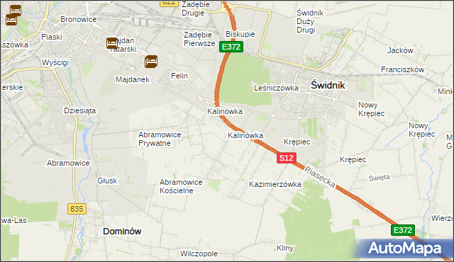 mapa Kalinówka gmina Głusk, Kalinówka gmina Głusk na mapie Targeo