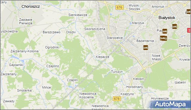 mapa Klepacze gmina Choroszcz, Klepacze gmina Choroszcz na mapie Targeo