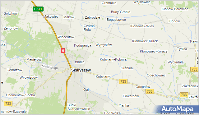 mapa Kobylany-Kolonia gmina Skaryszew, Kobylany-Kolonia gmina Skaryszew na mapie Targeo