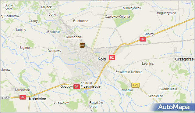 mapa Koło, Koło na mapie Targeo