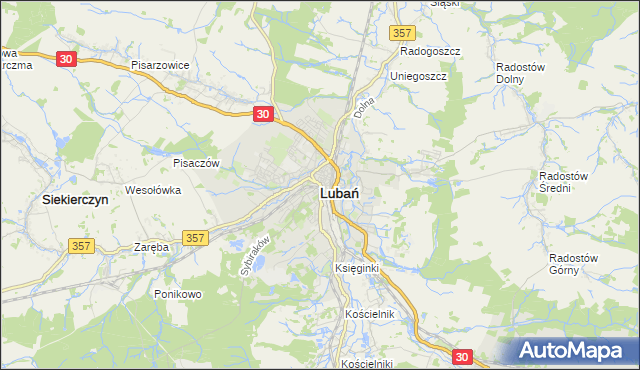 mapa Lubań, Lubań na mapie Targeo