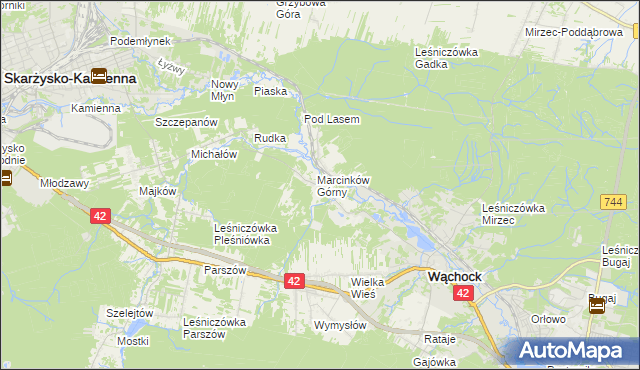 mapa Marcinków gmina Wąchock, Marcinków gmina Wąchock na mapie Targeo