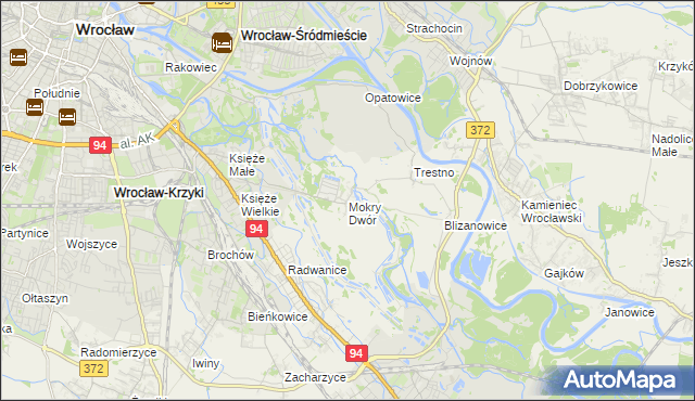 mapa Mokry Dwór gmina Siechnice, Mokry Dwór gmina Siechnice na mapie Targeo