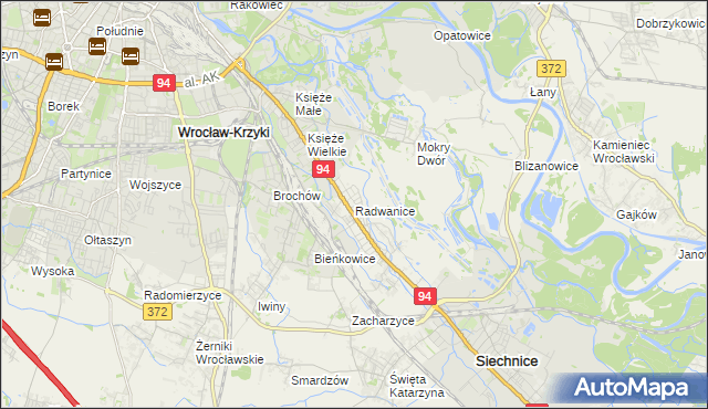 mapa Radwanice gmina Siechnice, Radwanice gmina Siechnice na mapie Targeo