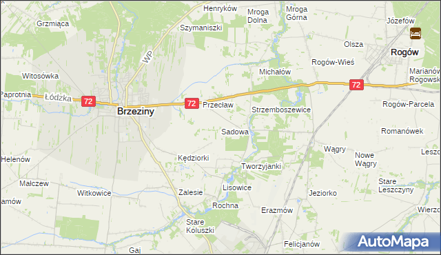 mapa Sadowa gmina Brzeziny, Sadowa gmina Brzeziny na mapie Targeo