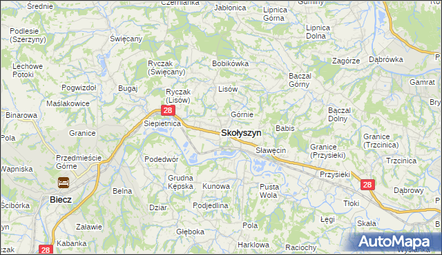 mapa Skołyszyn, Skołyszyn na mapie Targeo