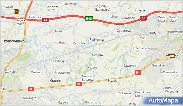 mapa Strażów, Strażów na mapie Targeo