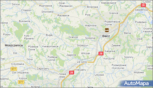 mapa Strzeszyn gmina Biecz, Strzeszyn gmina Biecz na mapie Targeo