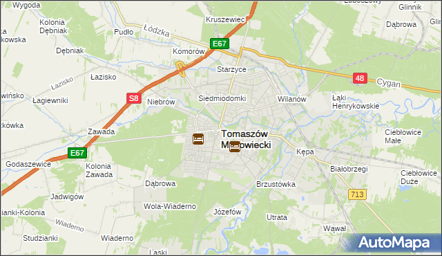 mapa Tomaszów Mazowiecki, Tomaszów Mazowiecki na mapie Targeo