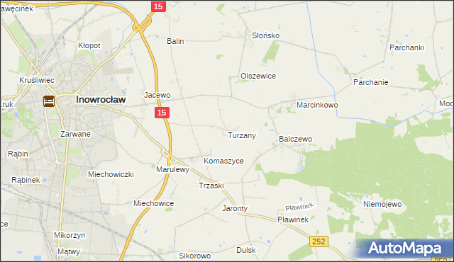 mapa Turzany gmina Inowrocław, Turzany gmina Inowrocław na mapie Targeo