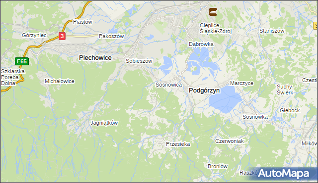 mapa Zachełmie gmina Podgórzyn, Zachełmie gmina Podgórzyn na mapie Targeo