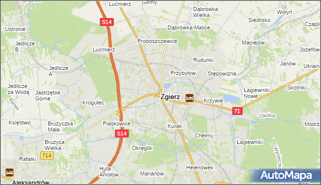 mapa Zgierz, Zgierz na mapie Targeo