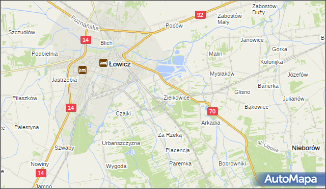 mapa Zielkowice, Zielkowice na mapie Targeo