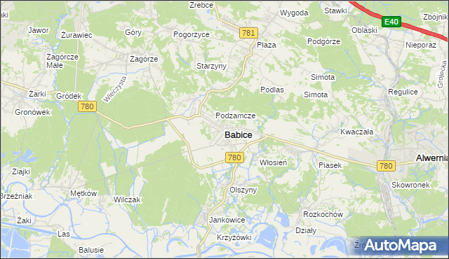 mapa Babice powiat chrzanowski, Babice powiat chrzanowski na mapie Targeo