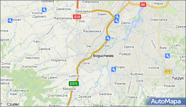 mapa Boguchwała powiat rzeszowski, Boguchwała powiat rzeszowski na mapie Targeo