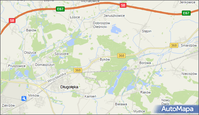 mapa Byków, Byków na mapie Targeo