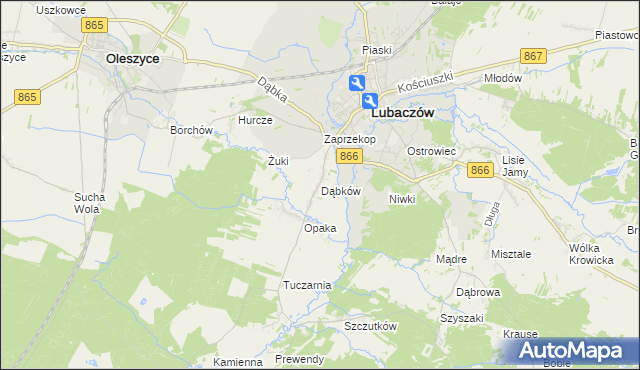 mapa Dąbków, Dąbków na mapie Targeo
