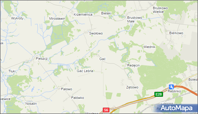 mapa Gać gmina Słupsk, Gać gmina Słupsk na mapie Targeo