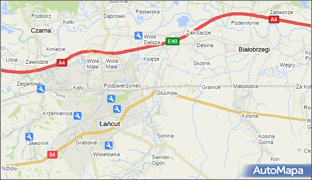 mapa Głuchów gmina Łańcut, Głuchów gmina Łańcut na mapie Targeo