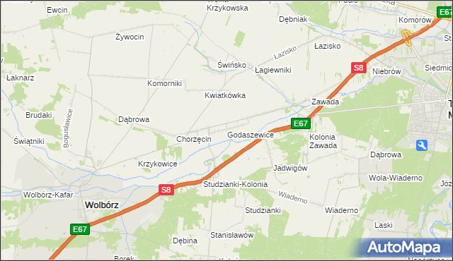 mapa Godaszewice, Godaszewice na mapie Targeo