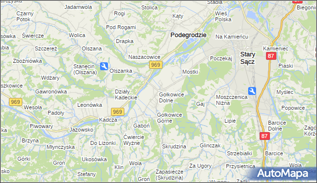 mapa Gołkowice Dolne, Gołkowice Dolne na mapie Targeo