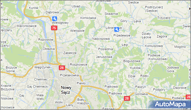 mapa Januszowa, Januszowa na mapie Targeo