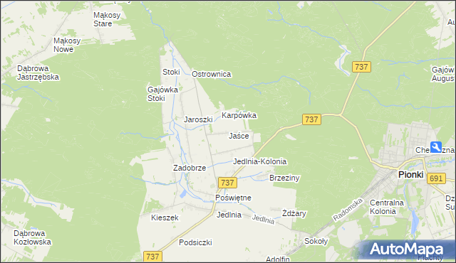 mapa Jaśce, Jaśce na mapie Targeo