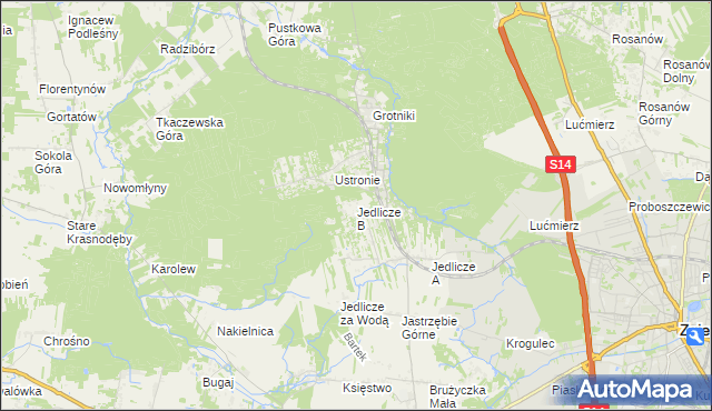 mapa Jedlicze B, Jedlicze B na mapie Targeo