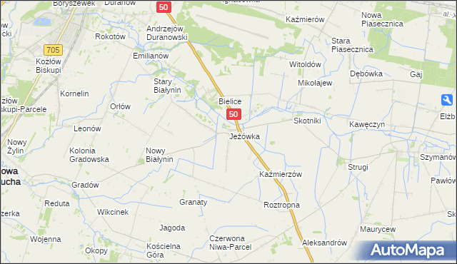 mapa Jeżówka gmina Sochaczew, Jeżówka gmina Sochaczew na mapie Targeo