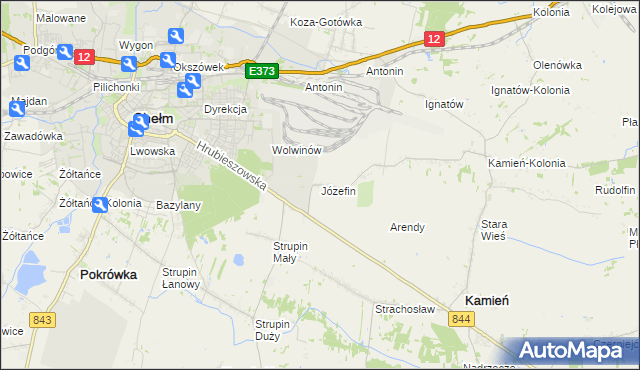 mapa Józefin gmina Kamień, Józefin gmina Kamień na mapie Targeo