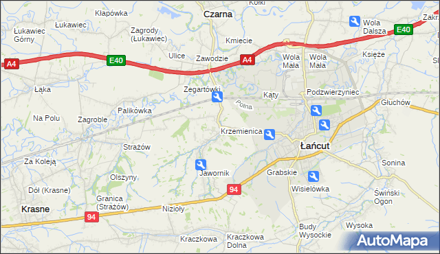 mapa Krzemienica gmina Czarna, Krzemienica gmina Czarna na mapie Targeo