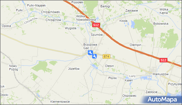 mapa Kurów powiat puławski, Kurów powiat puławski na mapie Targeo